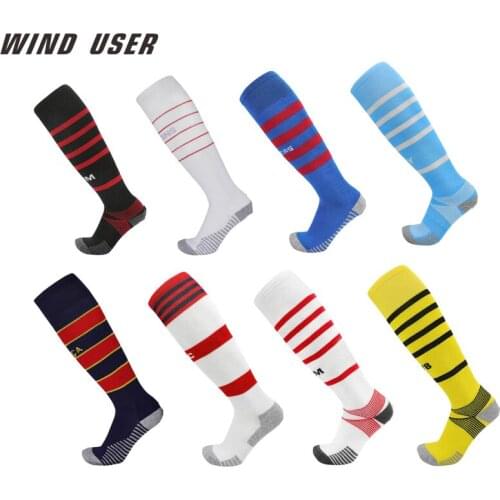 Professional Man Football Socks Breathable Sport Soccer Socks Long Stocking Fashion Cool Striped Socks