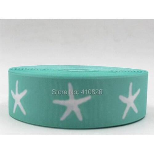 Q&N ribbon wholesale/OEM 1.5inch 38mm 150311003 beautiful blue sea star printed grosgrain ribbon 50yds/roll free shipping