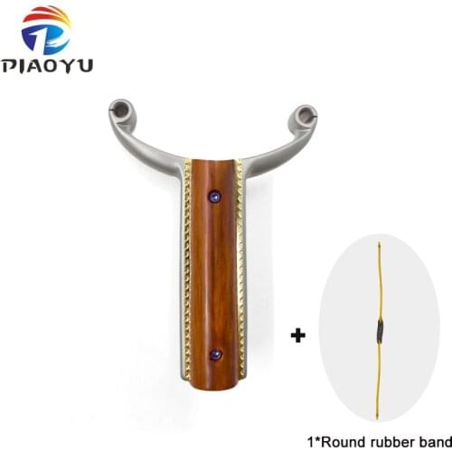 Professional Stainless Steel Shooting Slingshot with Round Rubber Band Sandalwood Patch Handle High Quality Catapult for Hunting