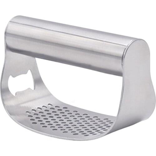 449C Manual Rocking Garlic Press Ring Hand Mincer with Corkscrew Crusher and Peeler Rust Proof Stainless Steel Easy Clean Gadget