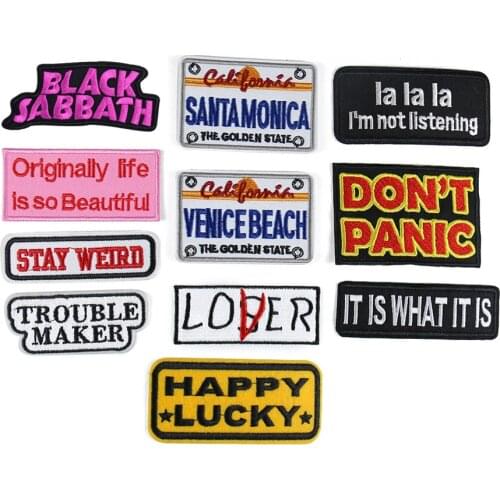 Lucky Happy Funny Love Letter Embroidery Sew Iron On Patch Badge Heat Transfer Stickers Applique DIY Patches for Clothing Bag