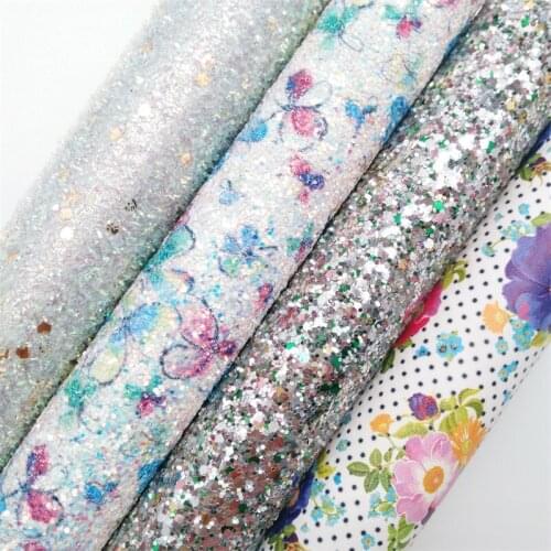 SILVER Iridescent Glitter Fabric, Faux Leather Fabric, Synthetic Leather Sheet For Bows A4 Size 8"x11" Twinkling Ming XM107