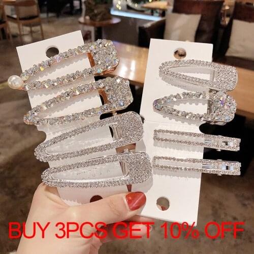 Rhinestone Hair Clip Girl Snap Hair Barrette Stick Hairpin Hair Styling Accessories For Women Girls 2021 New Fashion Women F5651