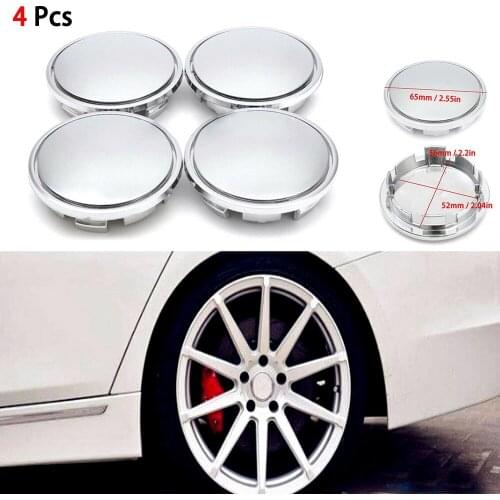4pcs/lot Universal Chrome Car Wheel Center Caps Dust-proof Tyre Rim Hub Cap Cover Abs Plastic Silver Car Styling Rim Accessories