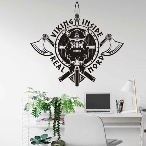 Viking Inside Real Nord Sea Warrior North Guard Barbarian Axe Wall Decal Wall Sticker, Vinyl Wall Art, Home Decor, Wall Mural