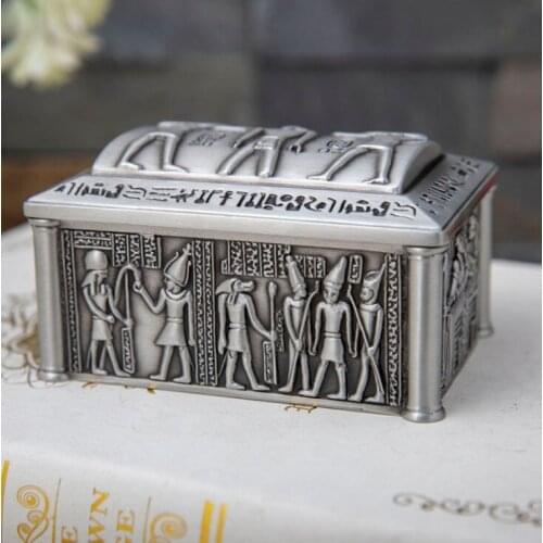 New Egypt Jewelry Box Vintage Home Decor Gift Storage Box Necklace Bracelet Ring Box Metal Art Craft Casket home decorative Z186
