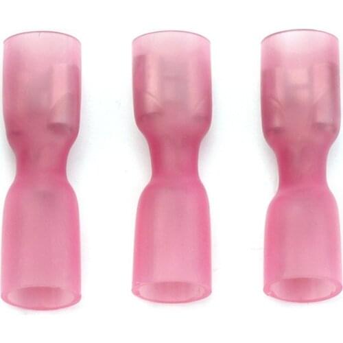 YT 10PCS Waterproof Insulated Red Heat Shrink Spade Female Terminals Seal Butt Cable Wire Connector Terminal Kit AWG 22-18