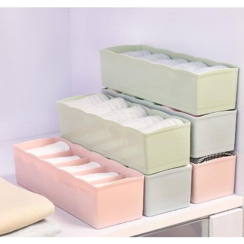 1PCS Storage Box Organizer Candy Color 5 Grids Stackable Drawer Small Plastic Finishing Sock Underwear Storage Box Home