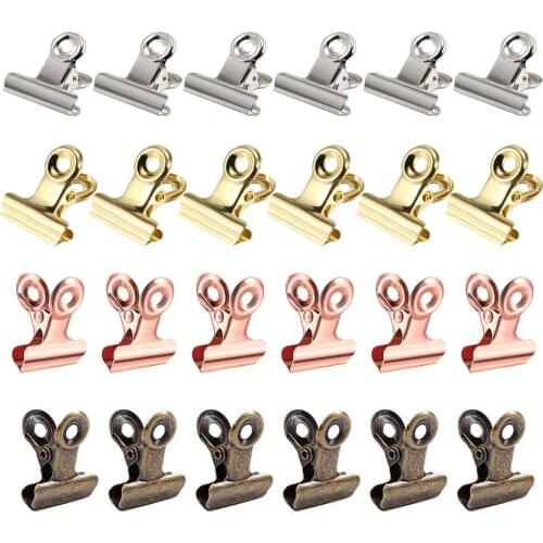 12 Pack Bulldog Clips with Hole, Paper File Clips with Strong Spring, Small Metal Binder Clips, Seal Clamps for Coffee Tea Food