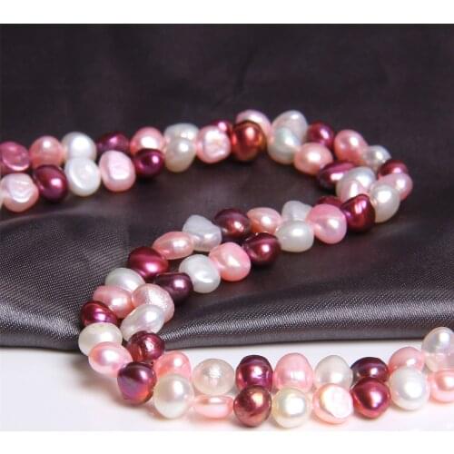 5-6mm Natural Baroque Pearls Multi Color Real Freshwater Pearl Potato Red Pink Mix Loose Perle Beads For Jewelry Making 14” DIY