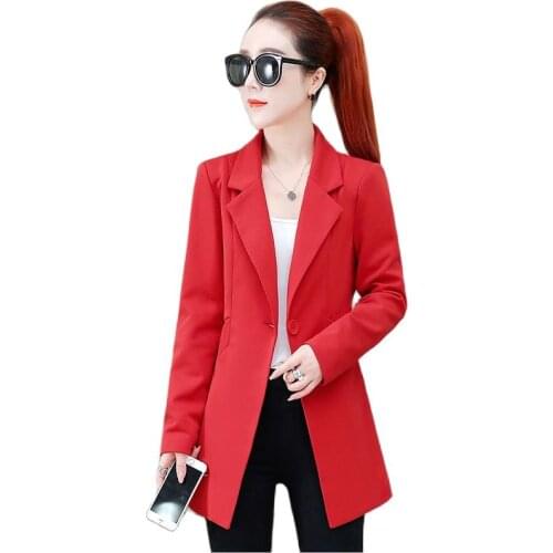 Women Autumn Blazer Jacket Fashion Basic One Button Blazer Casual Solid Full Sleeve Suit Coat Office Lady Elegant Blazers femme