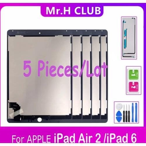Wholesale 5Pcs 5Pieces LCD For Apple iPad 6 Air 2 A1567 A1566 Table Display Touch Screen Digitizer Assembly For iPad Air 2