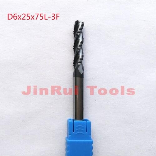1pc 6mm D6*25*D6*75 HRC45 3 Flutes Solide Carbide Roughing End Mills CNC router bit milling cutter Tools knife fresa