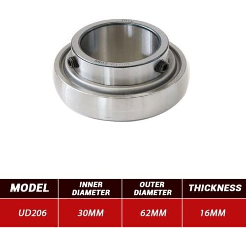 3pcs Outer Wire Bearing UD206 Mental Pillow Block Bearing UD206 30mm*62mm*16mm Steel Bearings High Quality