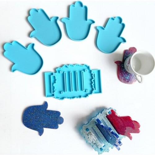 5 Pcs/Set Corn Coaster Cup Holder Epoxy Resin Mold Cup Mat + Stand Silicone Mould Kit DIY Crafts Decorations Tool T84A