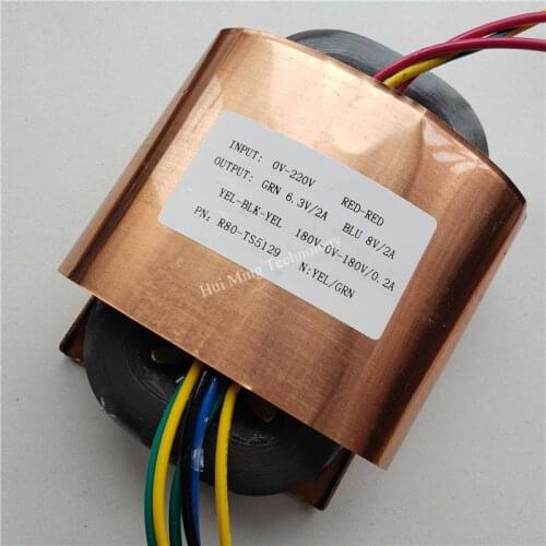 180V-0-180V 0.2A 6.3V 2A 8V 2A R Core Transformer 100VA R80 custom transformer 220V input with copper shield for Power amplifier