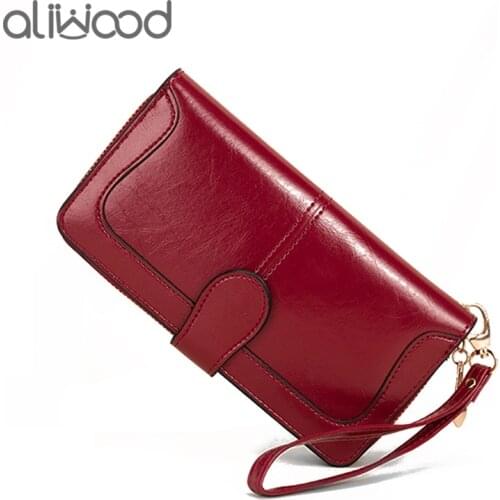 Aliwood Brand Womens Long Wallets Clutch Leather Female Zipper Hasp Coin Purse Strap Money Bag For iPhone Carteira Card Holder