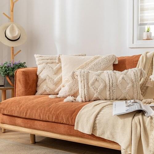 Free Shipping 30*50/45*45cm Bohemian Style Beige Tassels Pillow Case Cushion Cover No Core MT-057