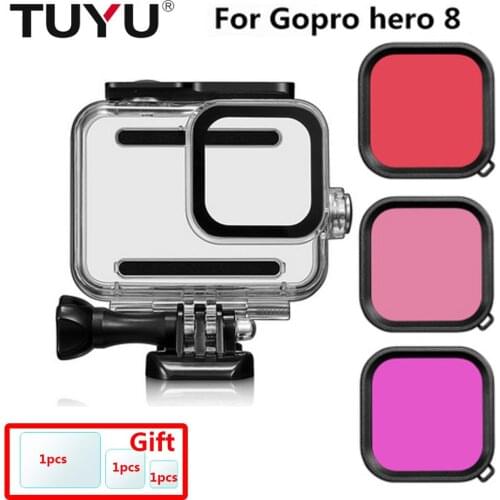 TUYU Filters For Gopro Hero 8 Waterproof Case HERO8 Diving Filter Gopro8 Waterproof Depth Filter Camera Accessories