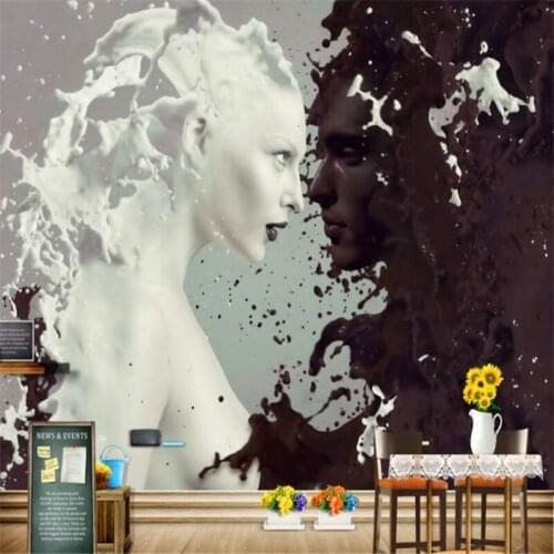 Custom 3d non-woven mural wallpaper milk chocolate person composite photo background wallpaper home decoration for study room