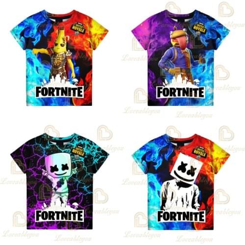 Fortnite Boys T-shirt Kids Tops Summer Children Clothes 3D-Print Funny Battle Royale Game Graphics T Shirt Toddler Girls Top Tee