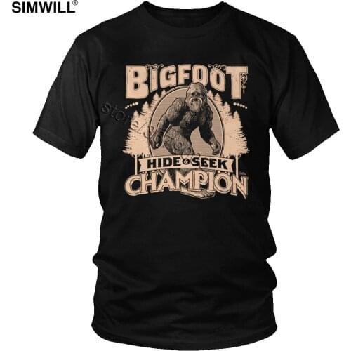 Fashion New Arrival T-Shirts Mens Cotton Vintage Bigfoot Hide Seek T Shirts Short Sleeves O Neck Camping Hiker Graphic Tees