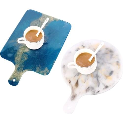 Jewelry Making Tool Serving Board Tray Crystal Epoxy Resin Mold Drop Shipping DIY Coaster Plate Casting Silicone Mould Crafts