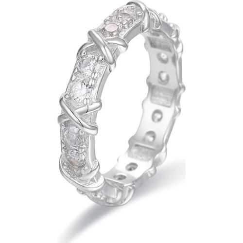 S925 Sterling Silver Fashionable personality jewelry simple and versatile fashion girl bandage ring cz crystal ring