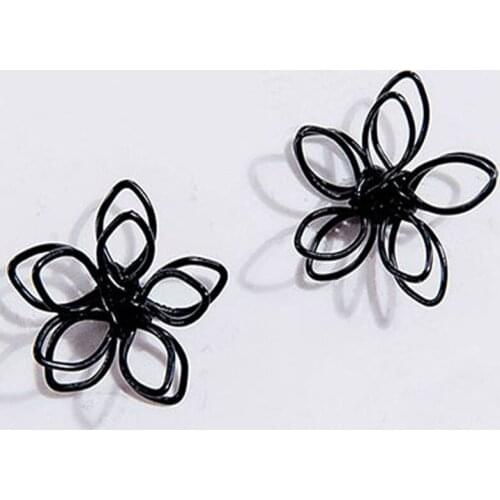 Creative Ladies Alloy Double Layer Small Ear Ring Temperament Flower Petal Bake Paint Stud Women Korean Earrings Wholesale