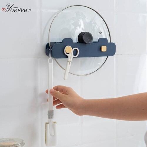 OYOREFD Creative Wall Mounted Pot Lid Holder With Hook Multi-function Cutting Board Pan Cover Holder Kitchen Cooker Stand