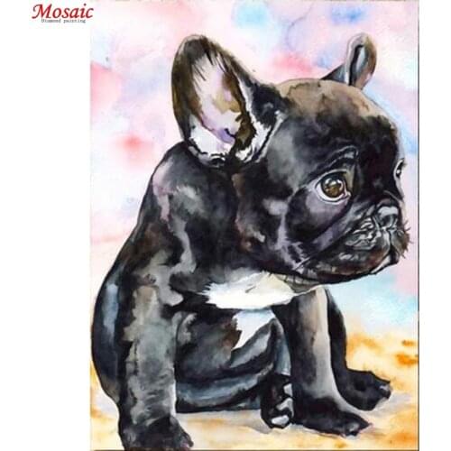 Diy square Round Diamond Embroidery animal Picture Mosaic Decoration For Home Hobby gift Full Diamond Painting French Bulldog