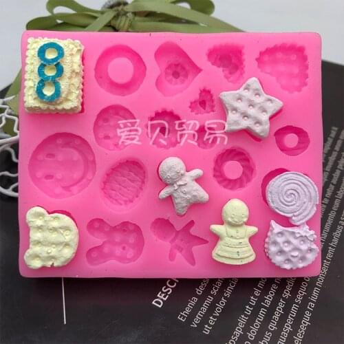 Mini biscuit dessert silicone mold chocolate mold smiley face love donut pentagon star drop glue clay moulds