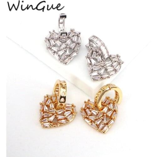 Fashion Crystal Heart Hoop Earrings For Women Heart Gold Silver Color Micro Pave CZ Pendientes Mujer Bijoux Femme Brinco