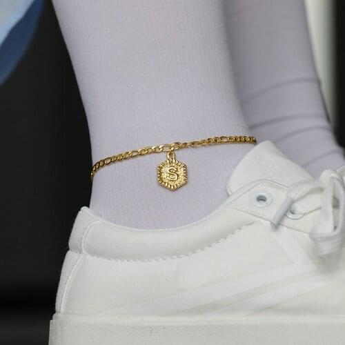 Fashion Crystal A-Z Alphabet Anklets for Women Letter Leg Chain Gold Color Ankle Bracelet Foot Boho Beach Jewelry Initial Anklet
