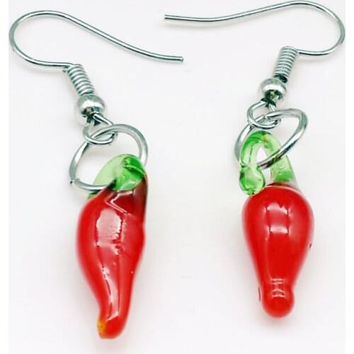Top Fashion Rushed Women Pendientes Mujer Brincos Oorbellen 50 Pair Chili Pepper Dangle Murano Lampwork Earrings Fashion