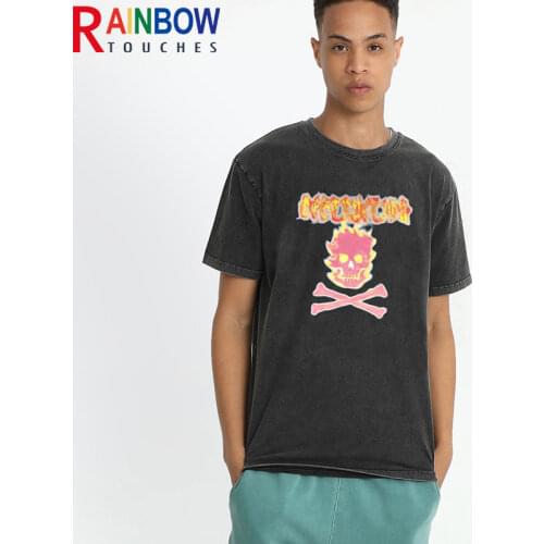 Rainbowtouches 2021 New Short-Sleeve T-Shirt Unisex High Street Skeleton Printing Loose Casual T-shirts Punk Hip Hop Fashion