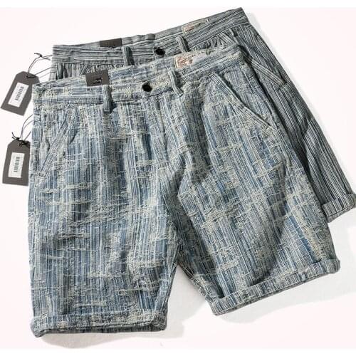 2021 Summer New American Denim Shorts Mens Fashion Personality Retro 100% Cotton Washed Old Straight Casual Five-point Pants