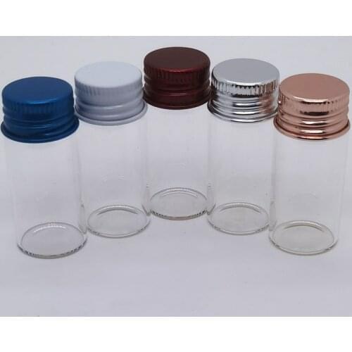 New Design 100 x 10ML Mini Transparent Glass Bottle Vial with Metal Cap 10CC 1/3OZ Clear Small Essential Oil Bottle