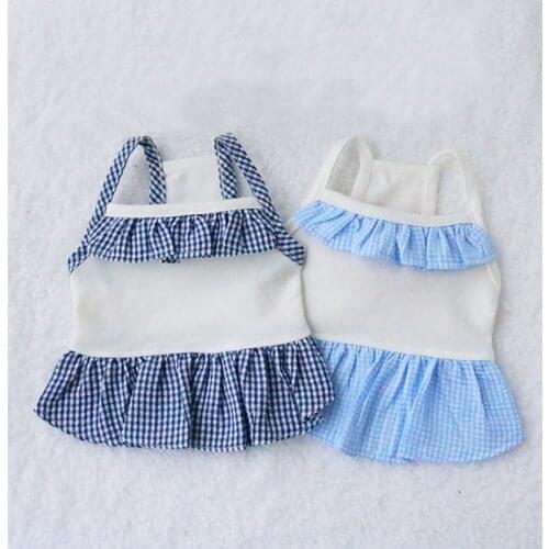 Dog Clothes for Small Dogs Summer Dress for French Bulldog Plaid Princess Dress for Chihuahua Yorkie Pet Clothing Puppy Costume