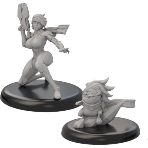 30mm Base , Resin Model Figure GK , 2 Figure , Unassembled and unpainted kit