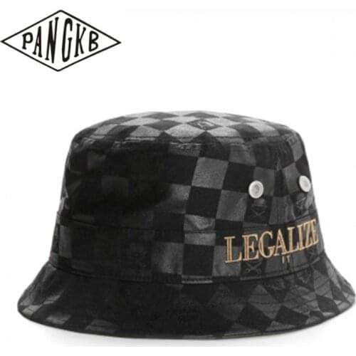 PANGKB LEGALIZE Bucket Hat for men women bucket cap fashion black plaid vacation bob hat hip hop gorros fishing fisherman hat