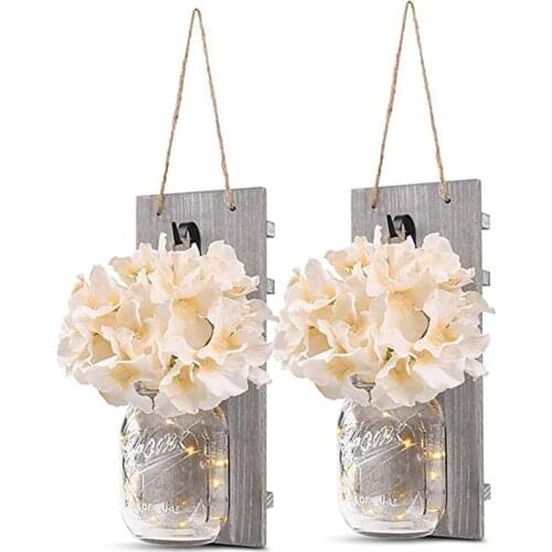 Practical Mason bottle wall lamp home mason jar wall lamp simulation flower garden decorations lamps