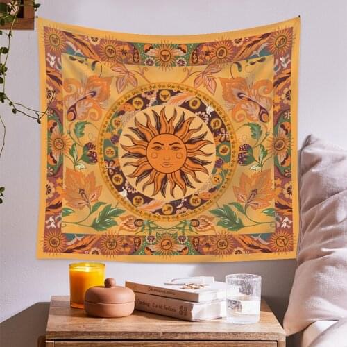 Psychedelic Tapestry Sun Moon Flower Backlight Forest Mushroom Tapestry Wall Hanging Decor 130*150CM/150*200CM