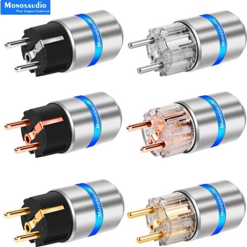 Monosaudio High End Mains AC EU Power Plug Schuko IEC Power Receptacle Connector Aluminum Shielding For HIFI Audio Power Cable D
