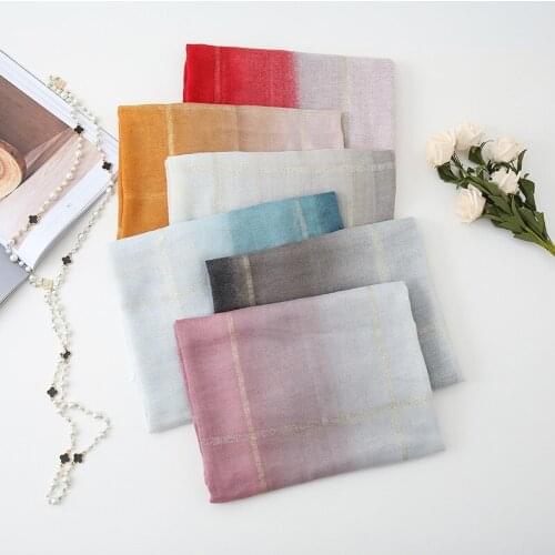 2020 Women Silver Lurex Pattern Plaid Cotton Scarf 6Colors 10pcs/lot