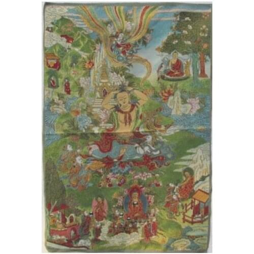 Tibets golden hair, silk embroidery thangka prayer avalokitesvara, the Buddha