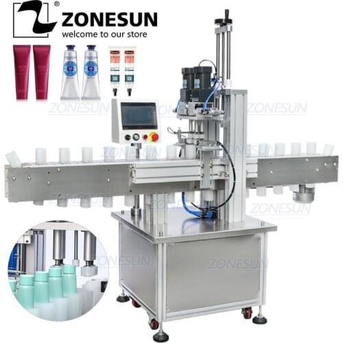 ZONESUN Pneumatic Automatic Electric Screw Bottle Plastic Glass Water Juice Small Washing Dropper Spout Pouch Capping Machine