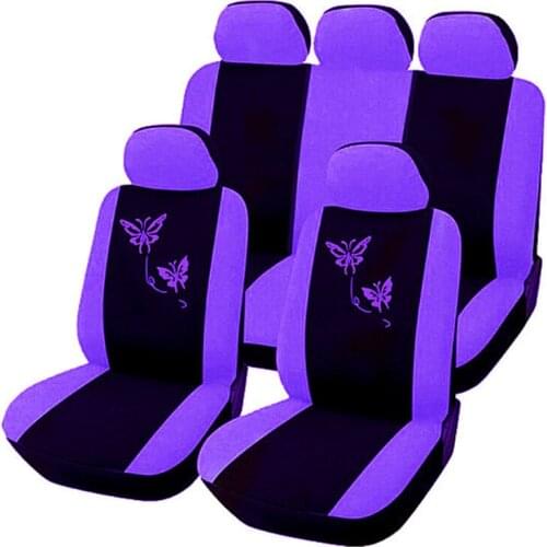 4/9PCS Universal Car Seat Covers Pink Purple Butterfly Embroidery Car-Styling Woman Seat Covers Automobiles Interior Accessories
