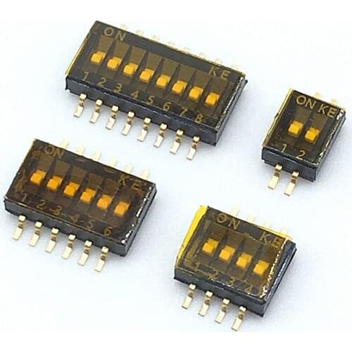 5pcs Slide Type SMT SMD KE Dip Switch 1.27 mm Pitch 2 Row 1 2 3 4 5 6 8 10 Pin Position 8 pin 4 Position / 16 pin 8 Position