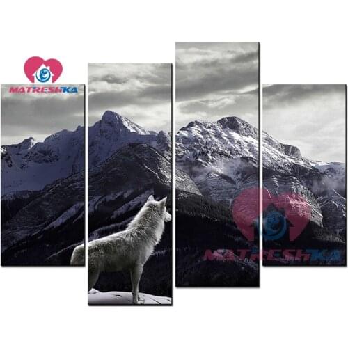 Diamond embroidery triptych picture wolf mountain 5d diy diamond painting Modular pictures Paintings rhinestones diamonds carft